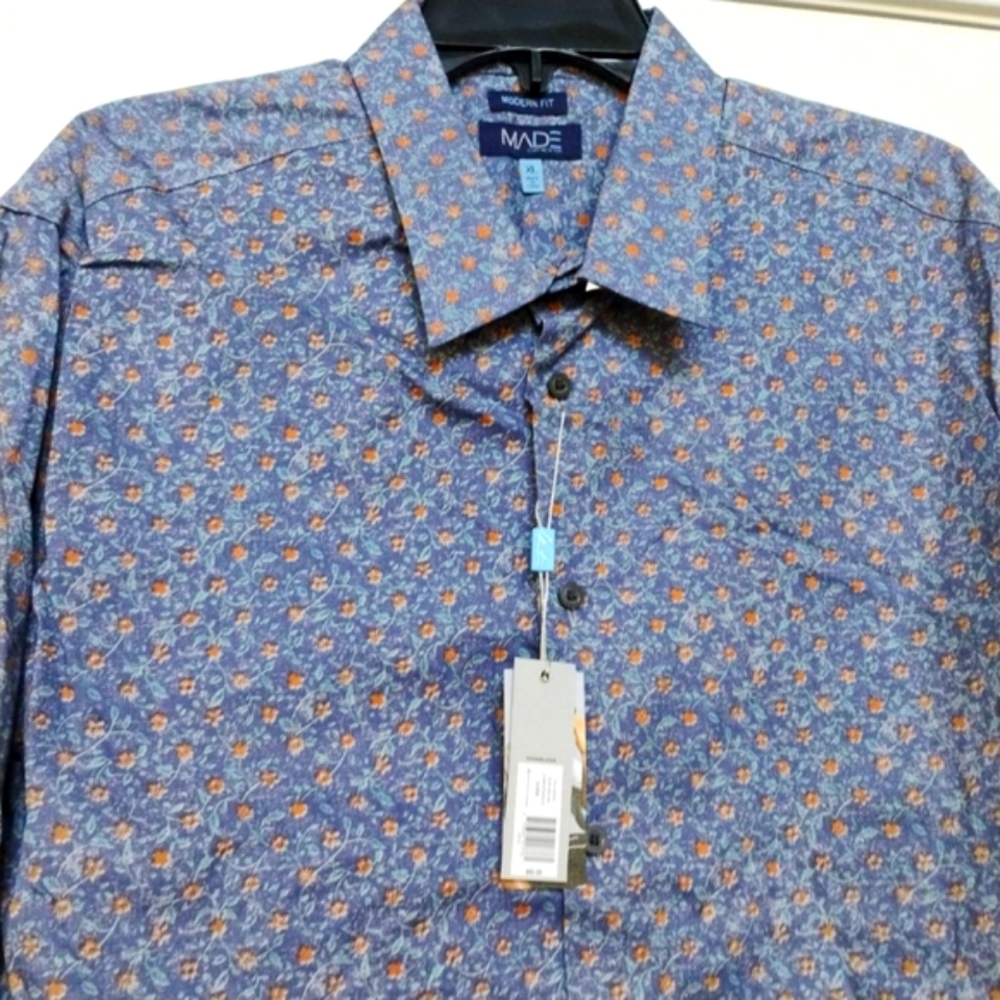 Made Cam Newton Modern Fit Sz-XL/ XXL Blue Floral Print